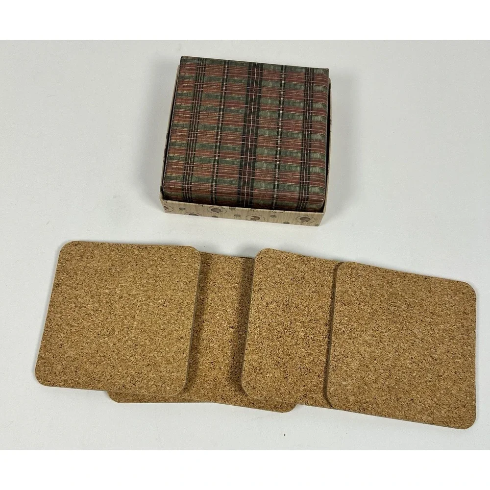 VTG Apple Tree Fall Cork Back Drink Coaster Set of 5 90's Cottagecore